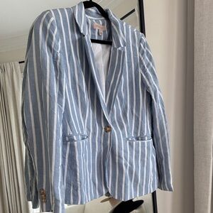 Philosophy Blue and White Striped Blazer